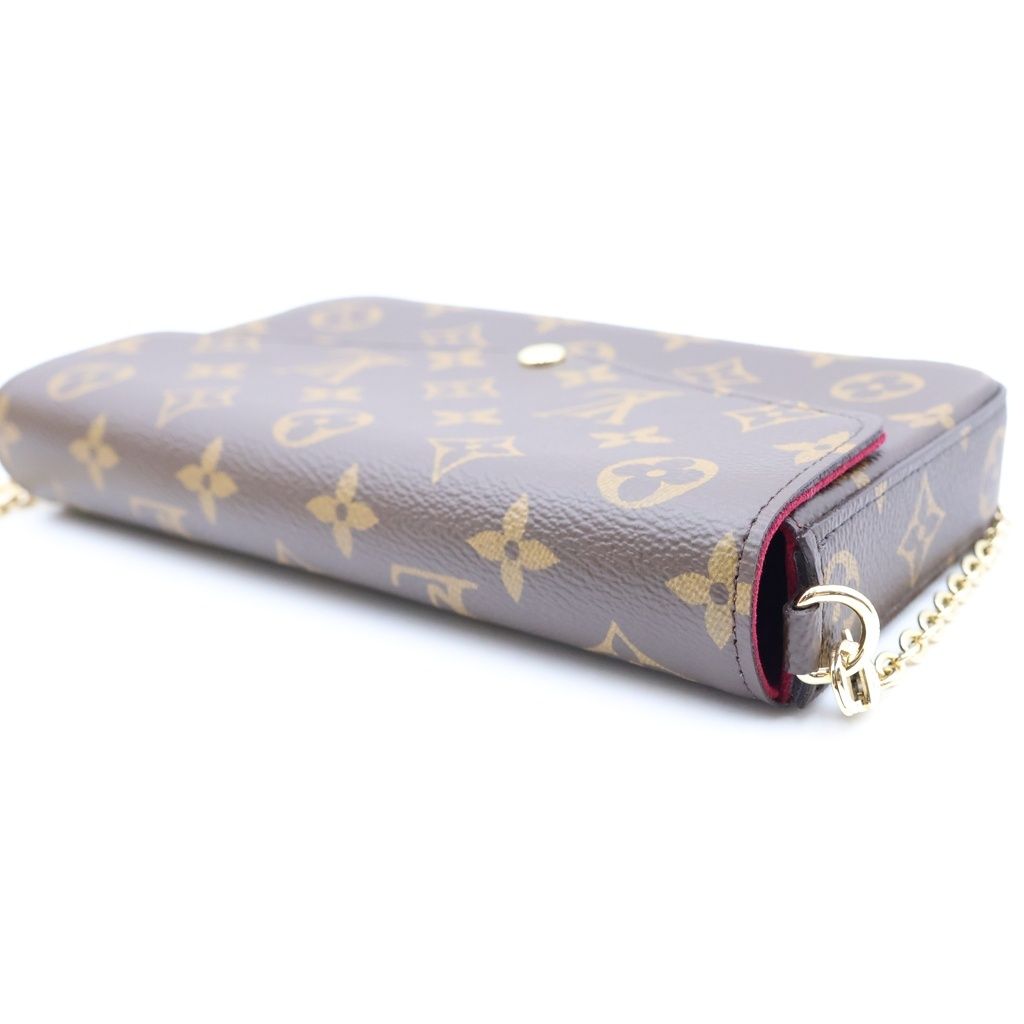 Louis Vuitton Monogram Pochette Felicie Leather Chain Shoulder Bag Wallet Gold — view 6