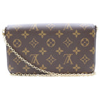 Louis Vuitton Monogram Pochette Felicie Leather Chain Shoulder Bag Wallet Gold — view 2