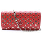 Prada Saffiano Perforated Stud Chain Wallet Red Shoulder Bag