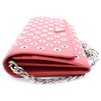 Prada Saffiano Perforated Stud Chain Wallet Red Shoulder Bag — view 3