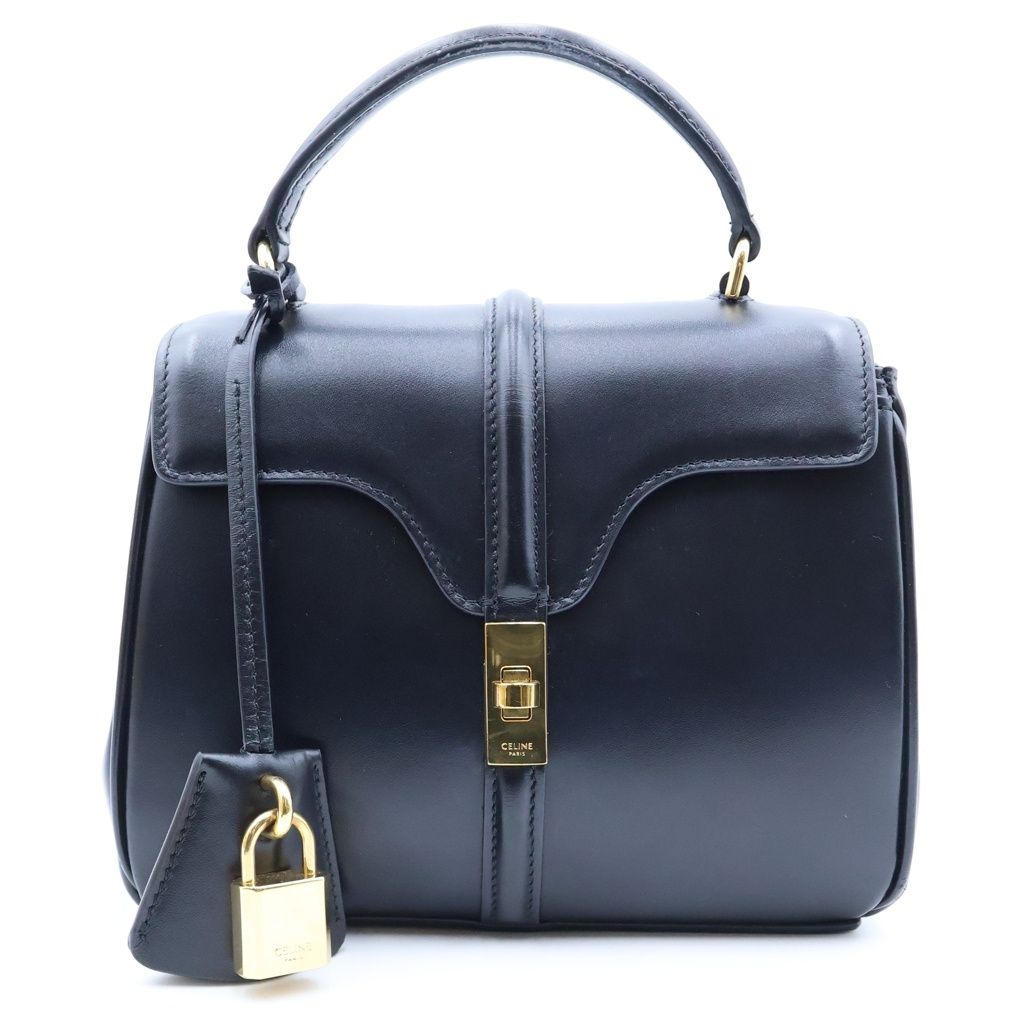 Celine Mini 16 Saise 2-Way Leather Shoulder Bag Black