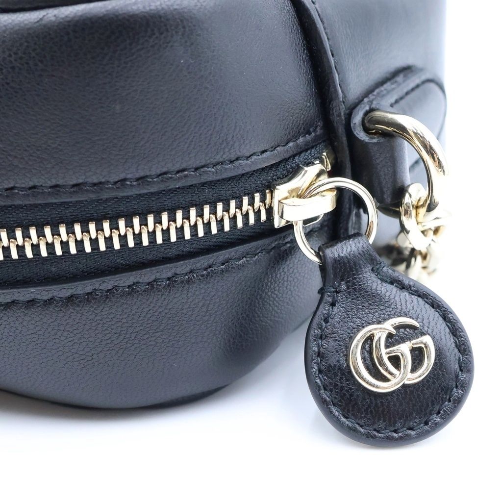 Gucci GG Marmont Quilted Nappa Leather Small Camera Bag Chain Cross Gold Black — view 6