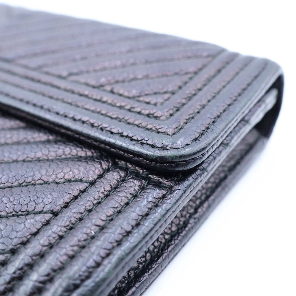 Chanel Boy Wallet Card Case Black Caviar Leather Gold — view 4