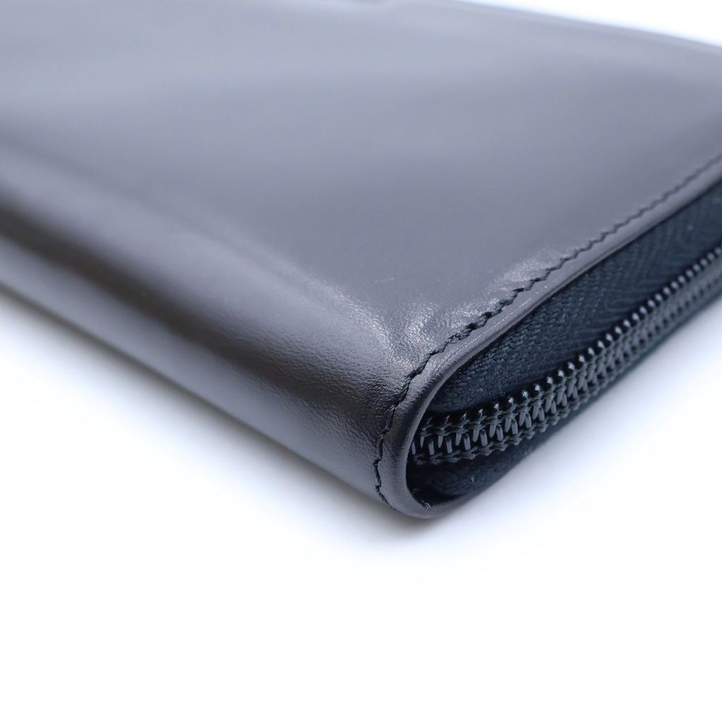 Prada Logo Zip Around Wallet Black Leather — view 4
