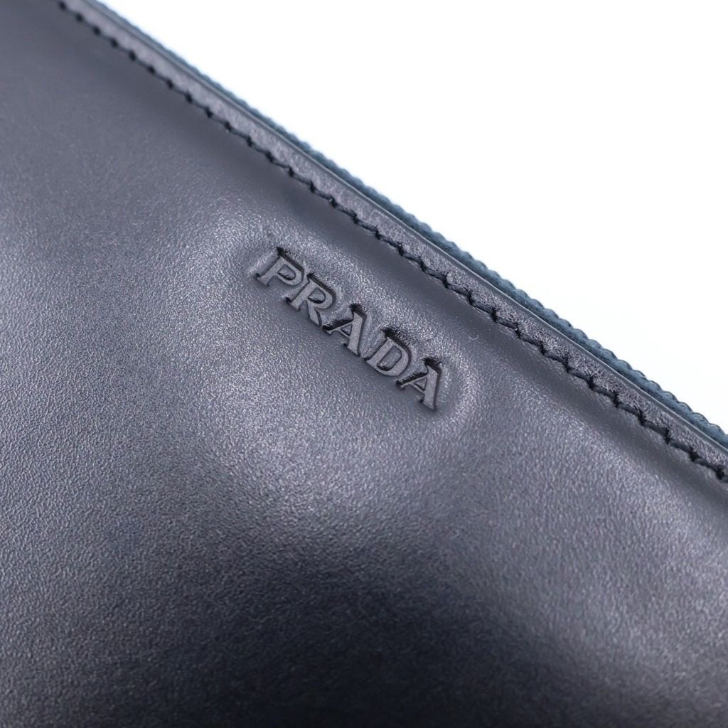 Prada Logo Zip Around Wallet Black Leather — view 5