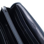 Prada Logo Zip Around Wallet Black Leather — view 6