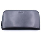 Prada Logo Zip Around Wallet Black Leather