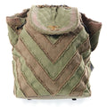 Chanel CC Logo Quilted Slash Quilt Canvas Chain Shoulder Backpack Gold Khaki