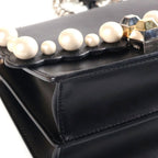 Fendi Canai Mini Pearl Chain Shoulder Bag Back Black — view 5