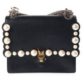 Fendi Canai Mini Pearl Chain Shoulder Bag Back Black