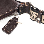 Fendi Selleria Oval Logo Plate Leather Shoulder Bag Brown — view 7