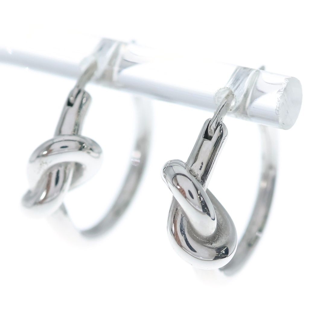 Celine Knot Small Hoop Earrings Silver