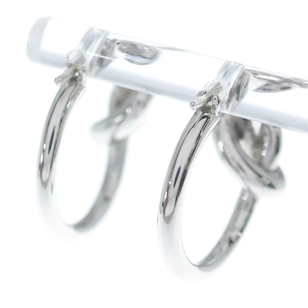 Celine Knot Small Hoop Earrings Silver — view 2