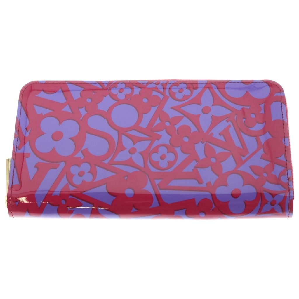 Louis Vuitton Vernis Suit Monogram Rose Indien Zippy Wallet Red Purple