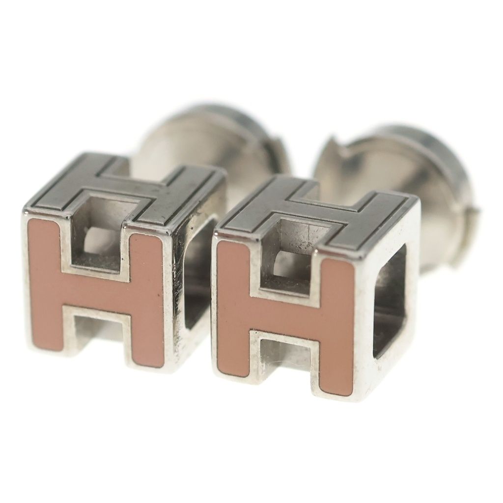 Hermes Cage D'h Cube Stud Earrings Silver