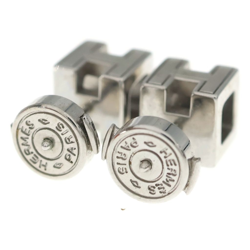 Hermes Cage D'h Cube Stud Earrings Silver — view 2