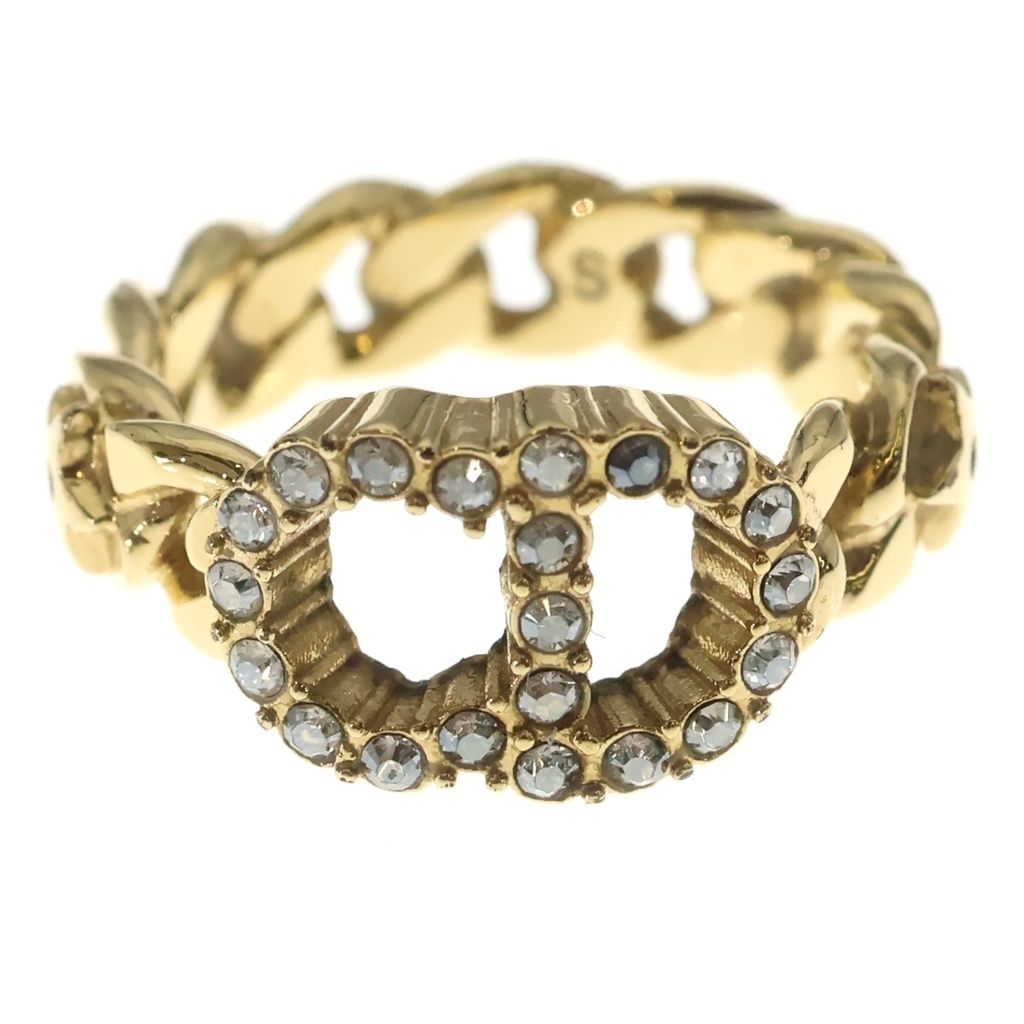 Dior CD Logo Ring Rhinestone Gold