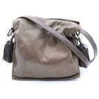 Loewe Anagram Flamenco Fringe Shoulder Bag Brown Leather Silver