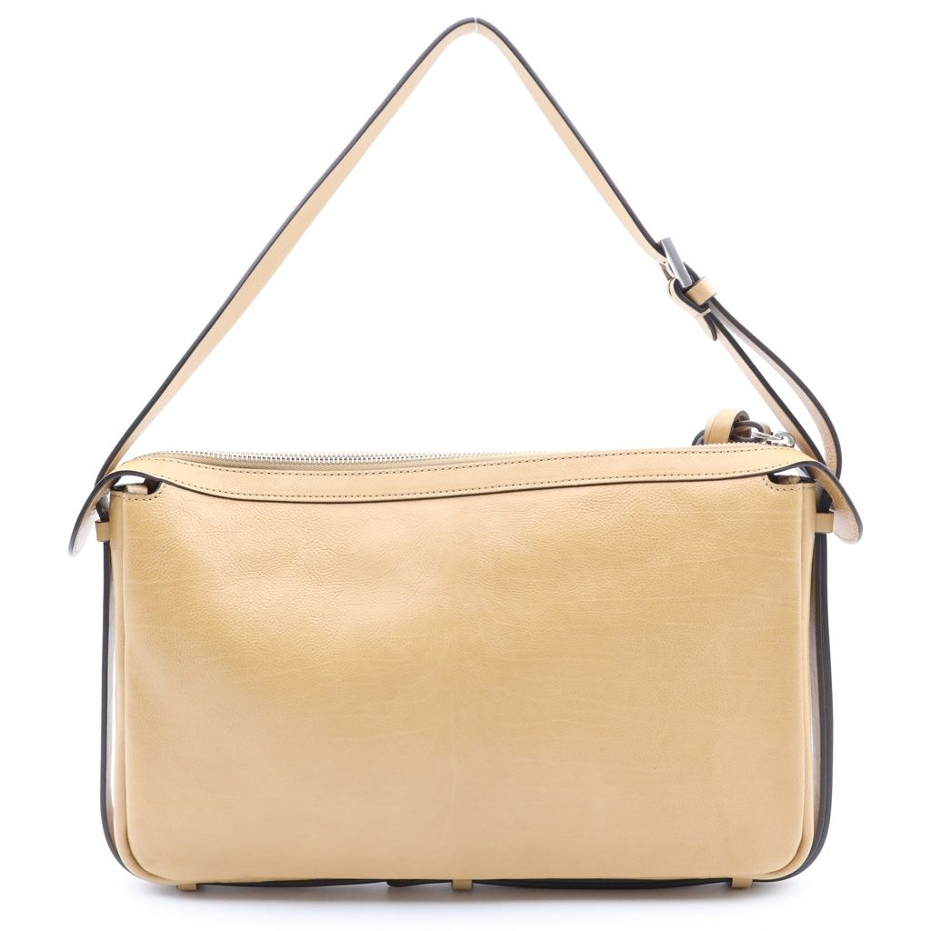 Fendi Simply Shoulder Bag FF Logo Leather Light Brown — view 2