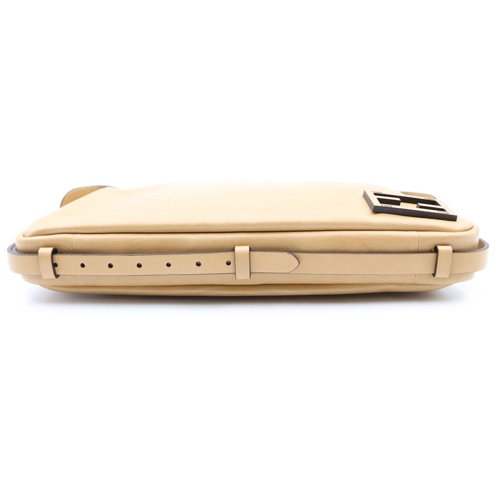 Fendi Simply Shoulder Bag FF Logo Leather Light Brown — view 4