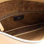 Fendi Simply Shoulder Bag FF Logo Leather Light Brown — view 7