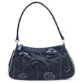 Prada Leather Flower Bag Black Nylon Silver