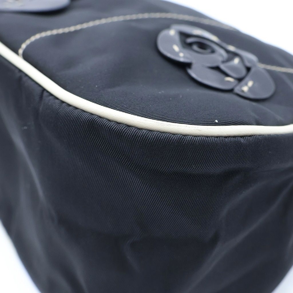 Prada Leather Flower Bag Black Nylon Silver — view 5