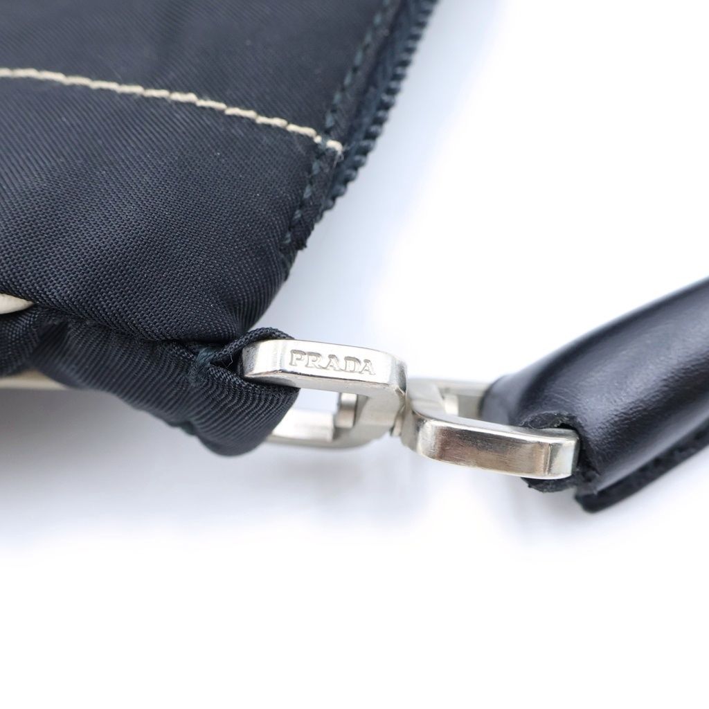 Prada Leather Flower Bag Black Nylon Silver — view 7