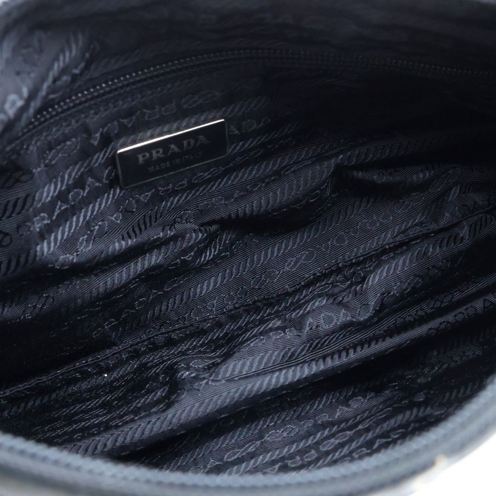 Prada Leather Flower Bag Black Nylon Silver — view 8