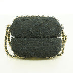 Chanel Airpods Case Tweed Black Champagne Gold Shoulder Bag — view 7