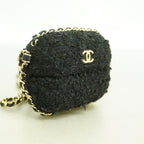 Chanel Airpods Case Tweed Black Champagne Gold Shoulder Bag — view 2