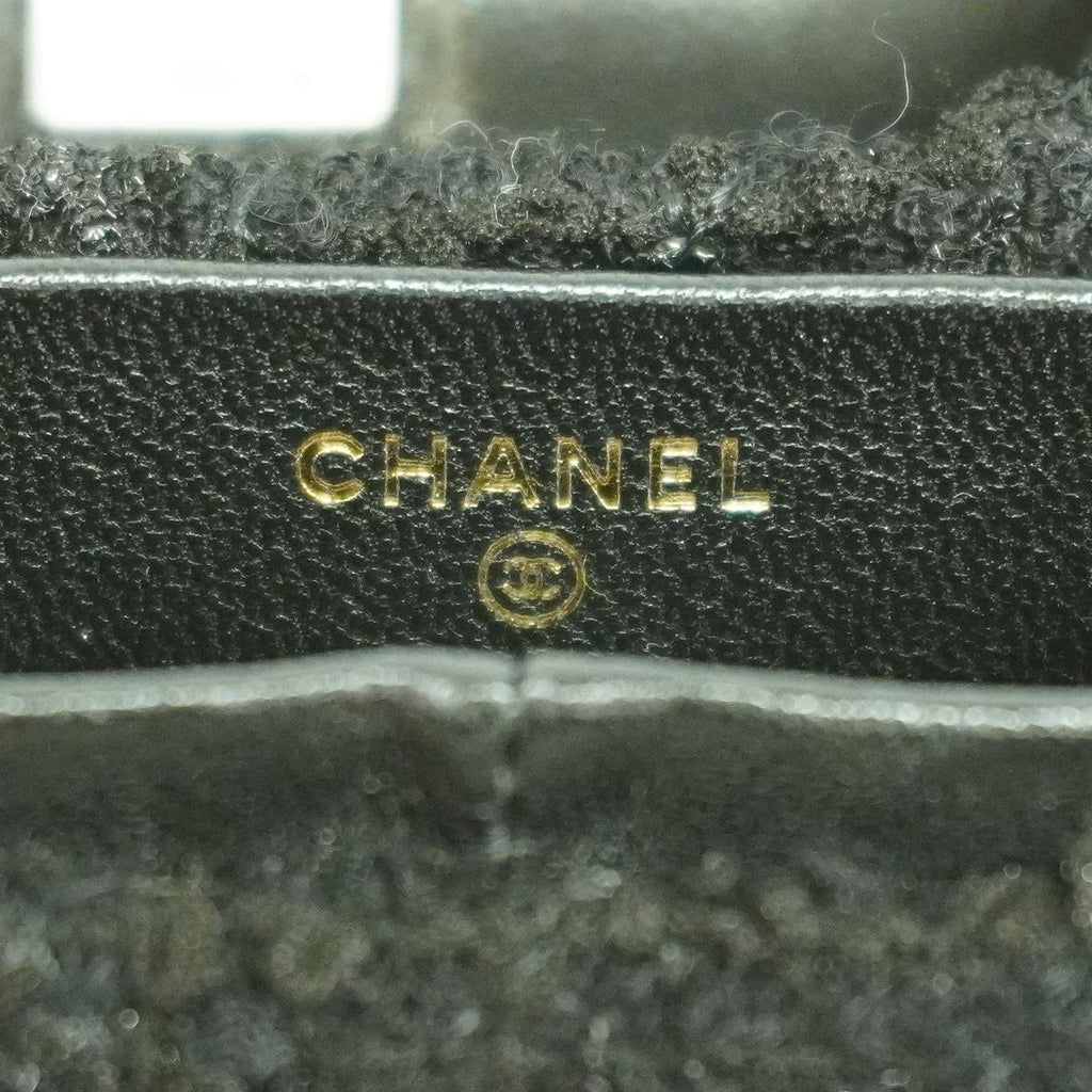 Chanel Airpods Case Tweed Black Champagne Gold Shoulder Bag — view 4