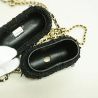 Chanel Airpods Case Tweed Black Champagne Gold Shoulder Bag — view 3