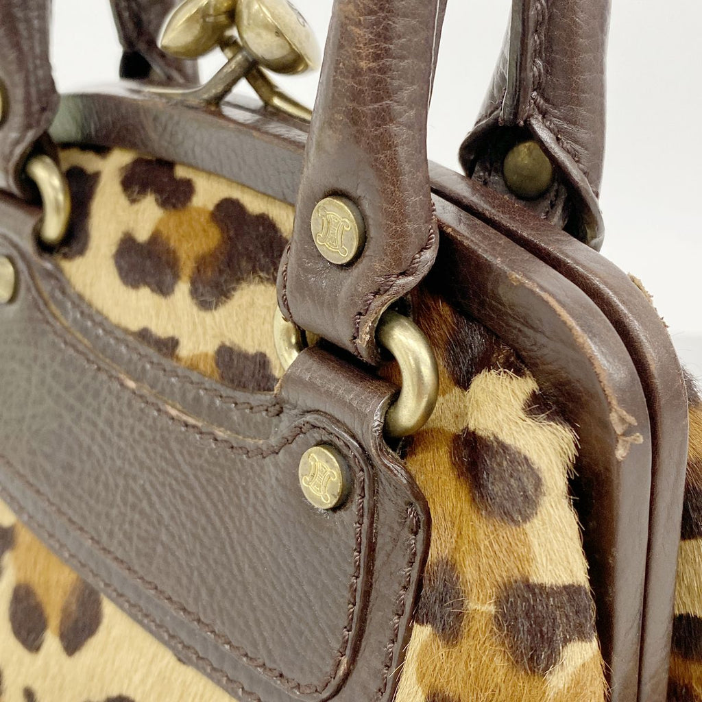 Celine Handbag Leopard Calf Hair Brown Gold — view 8