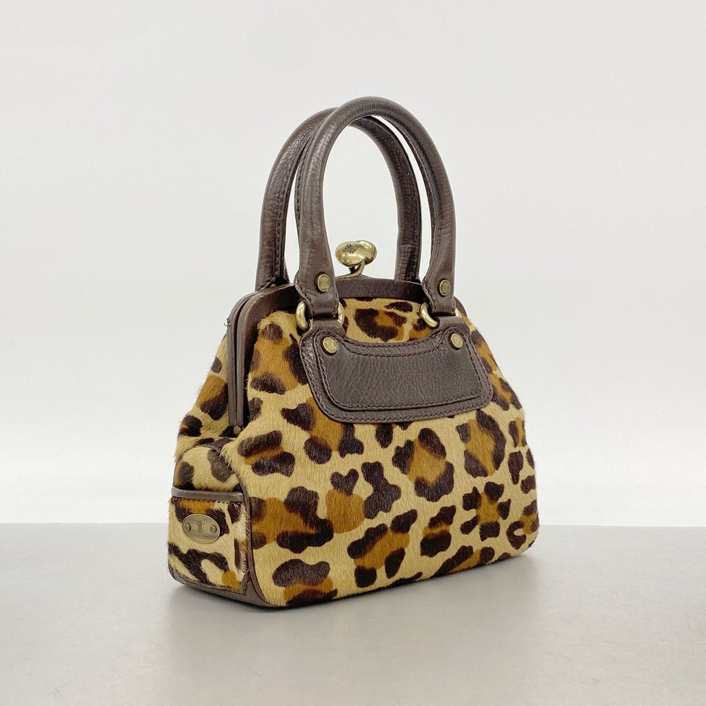 Celine Handbag Leopard Calf Hair Brown Gold — view 2