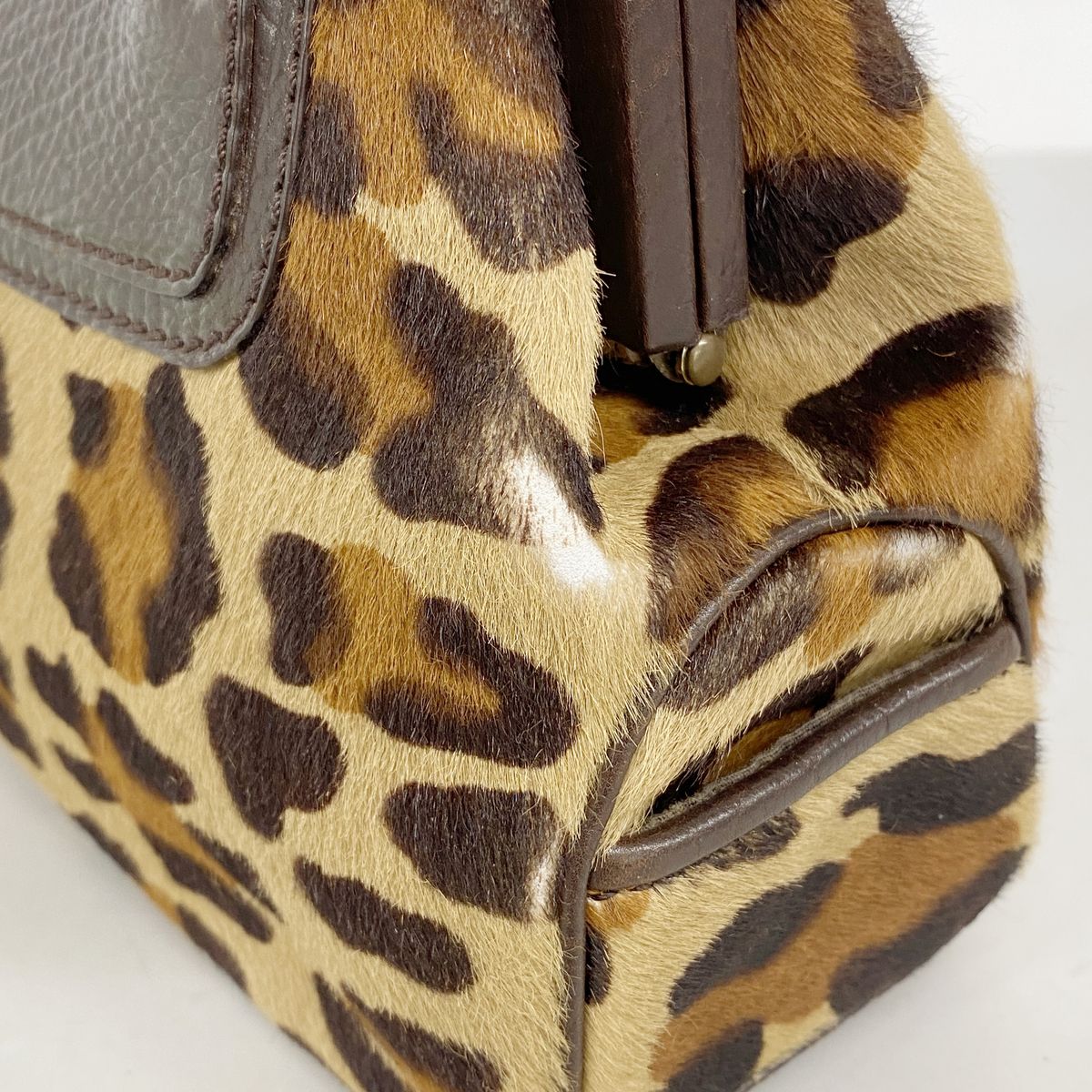 Celine Handbag Leopard Calf Hair Brown Gold — view 6