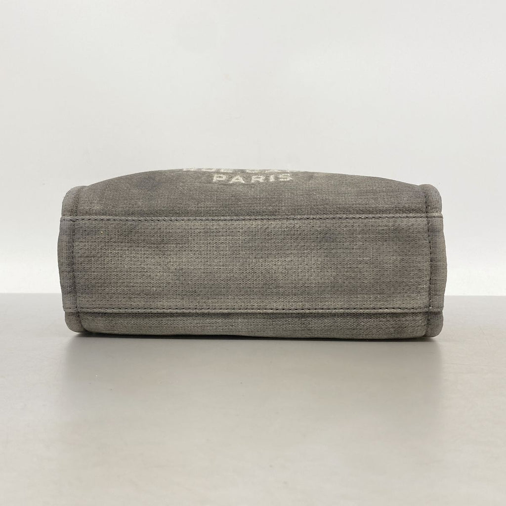 Chanel Chain Tote Bag Deauville Canvas Gray Silver — view 3