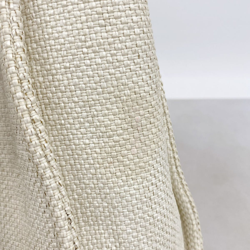 Chanel Chain Tote Bag Deauville Raffia Ivory Navy Silver — view 7