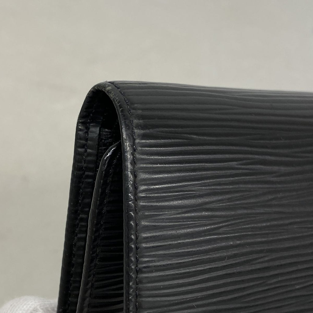 Louis Vuitton Trifold Wallet Epi Porte Tresor International Noir — view 5