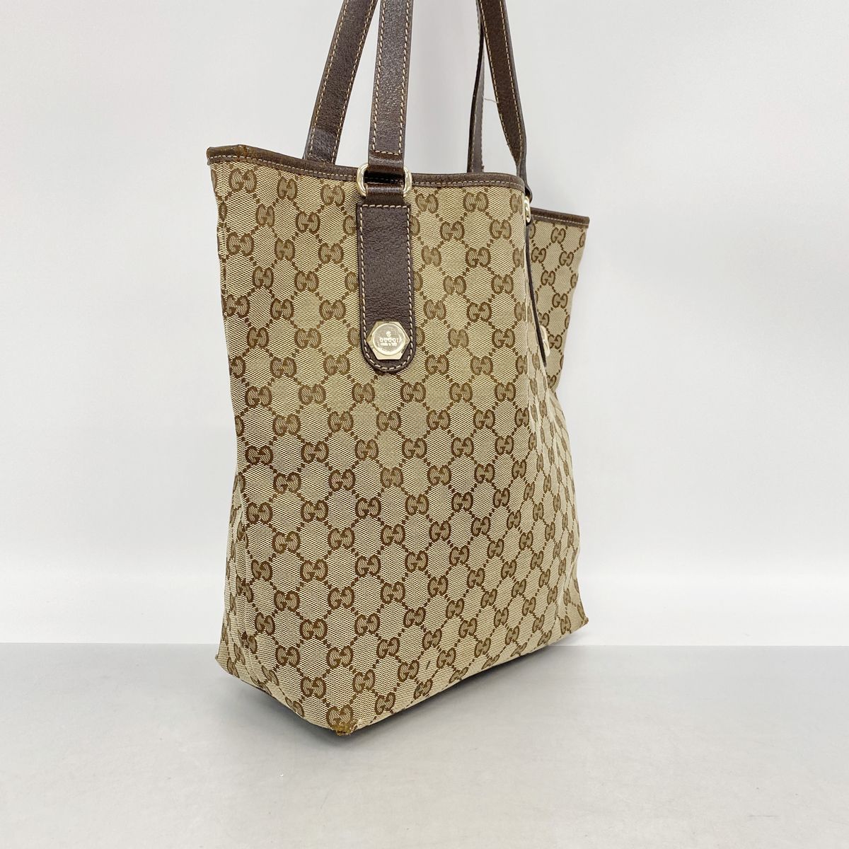 Gucci Tote Bag GG Canvas Brown Champagne Gold — view 2