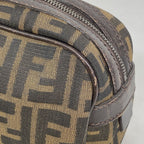 Fendi Handbag Zucca Nylon Canvas Brown Silver — view 8