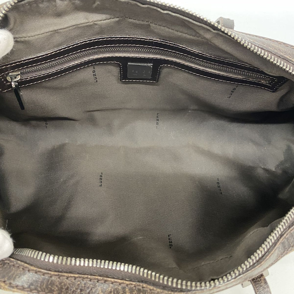 Fendi Handbag Zucca Nylon Canvas Brown Silver — view 4