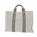 Hermes Tote Bag New Fourre Tout MM Canvas Gray Silver