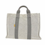 Hermes Tote Bag New Fourre Tout MM Canvas Gray Silver