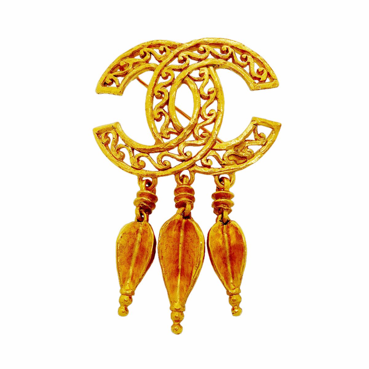 Chanel Brooch Vintage CC Logo Gold Plated
