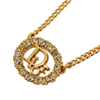 Dior Necklace Logo Oval Gold Plated Rhinestone