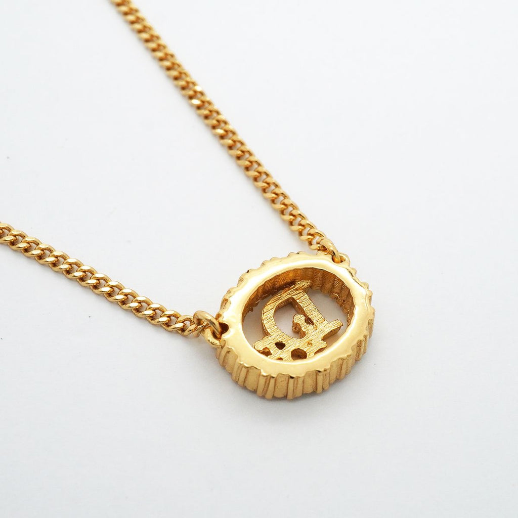 Dior Necklace Logo Oval Gold Plated Rhinestone — view 2