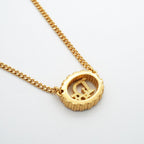 Dior Necklace Logo Oval Gold Plated Rhinestone — view 2
