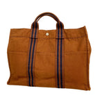 Hermes Tote Bag Fourre Tout MM Canvas Brown Silver