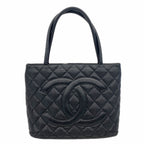 Chanel Tote Bag Reissue Caviar Leather Black Silver